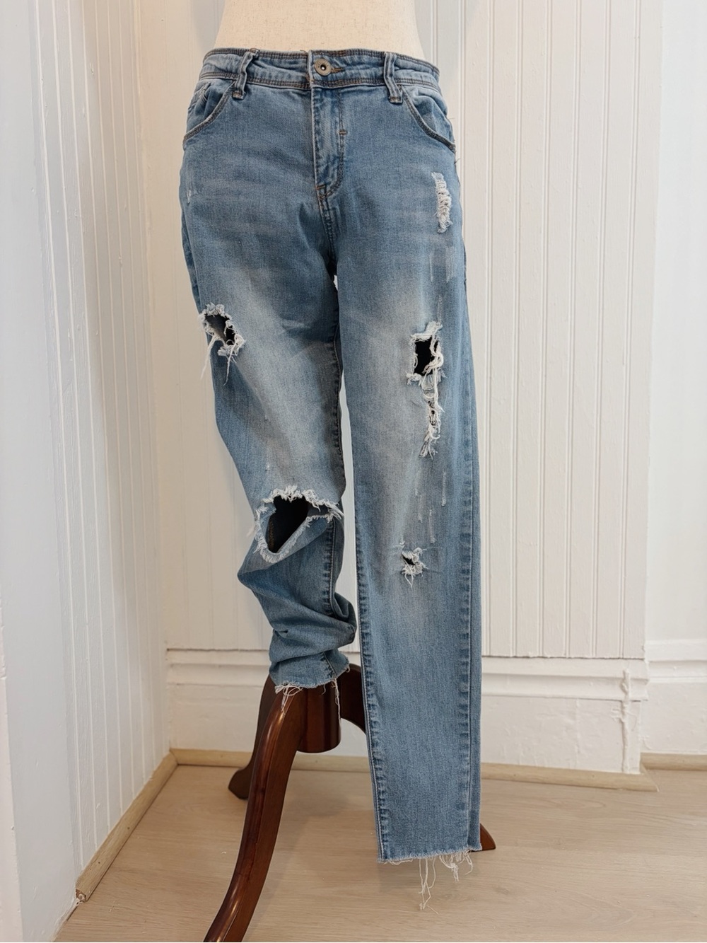 Wax Jean Light Blue Distressed Skinny Jeans